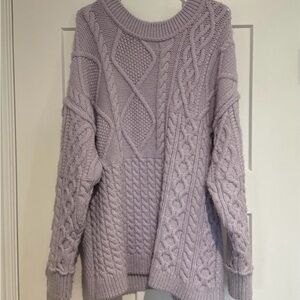 Free People Lavender Cable Knit Sweater